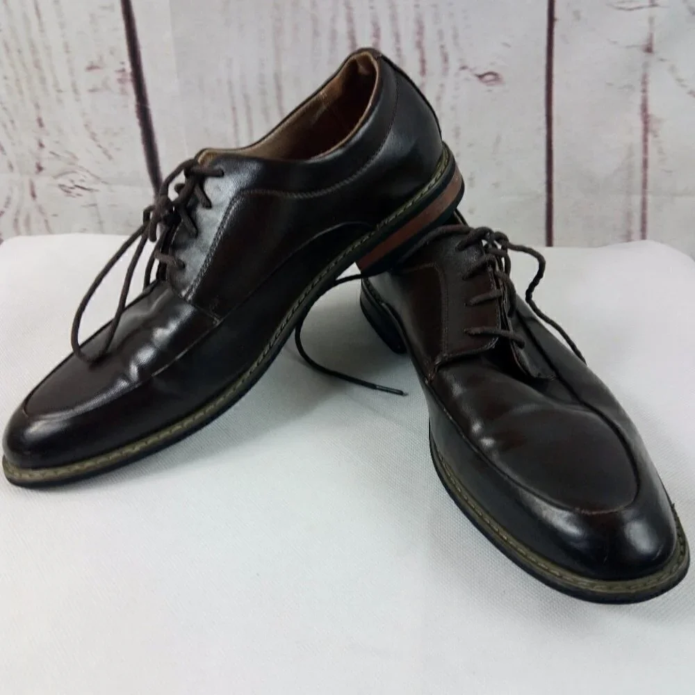 Bruno Marc Prime 1 Men's Brown Leather Lined Dress Shoes Size 11M